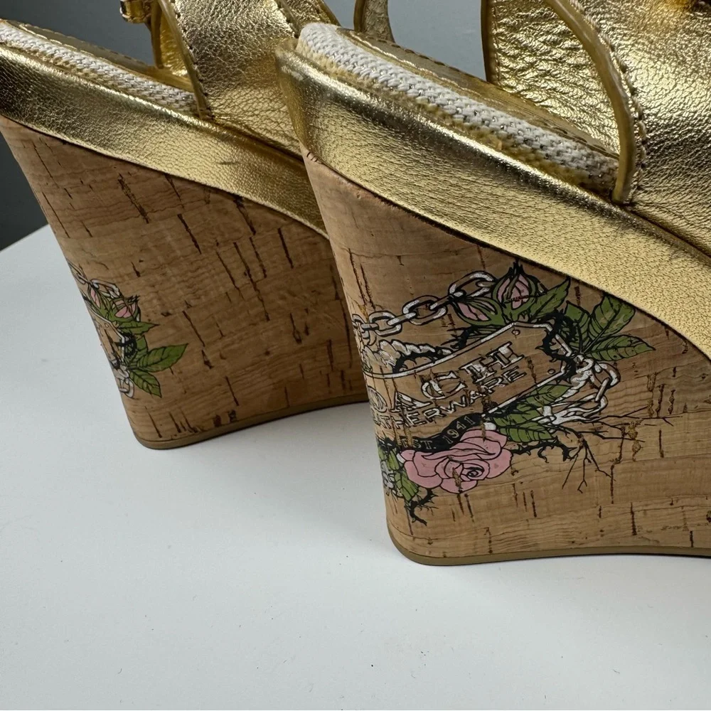 Coach Ellette Tattoo Cork Wedge Heel Sandals Rose Size 7.5 - Picture 2 of 11